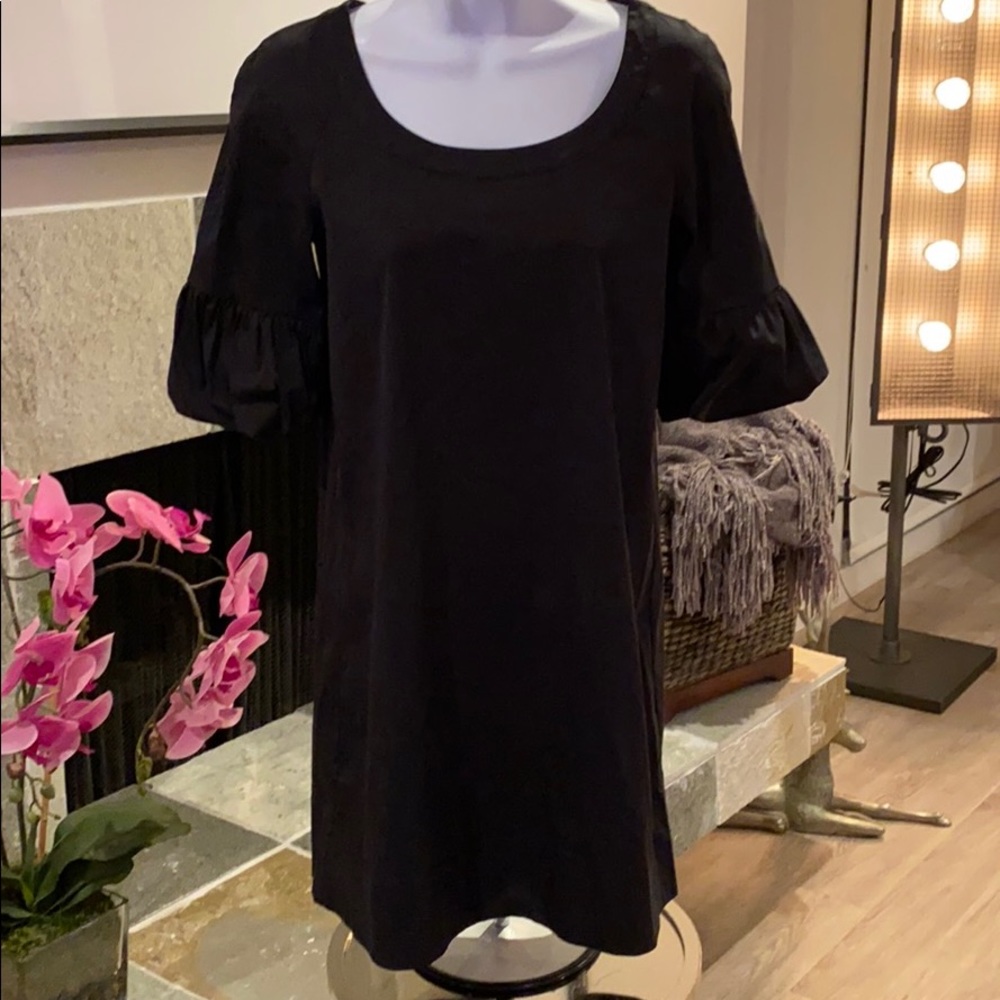THEORY BLACK DRESS WITH BELL SLEEVES